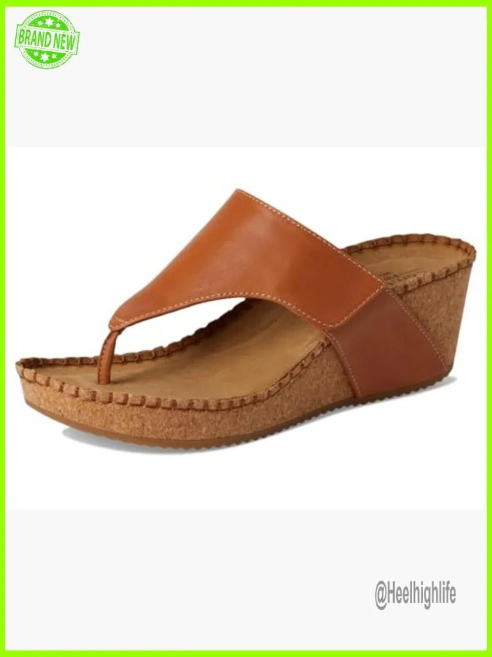 Leather Wedge Sandals with Cork Footbed, Adjustable Strap